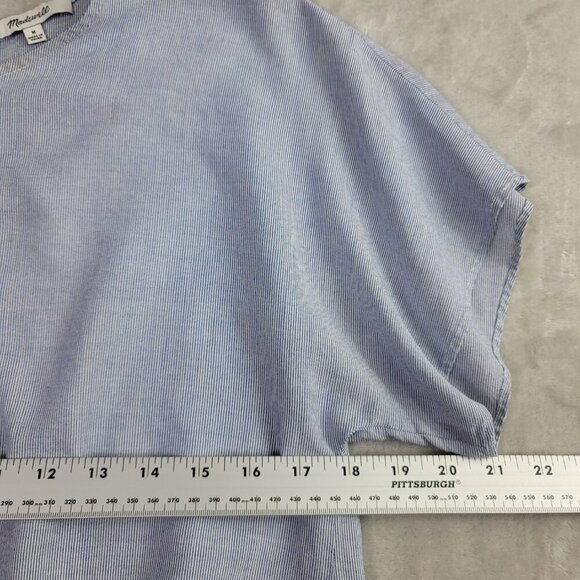 Madewell Blue & White Button-Back Women's Striped Tie Tee | Size M - Picture 8 of 9